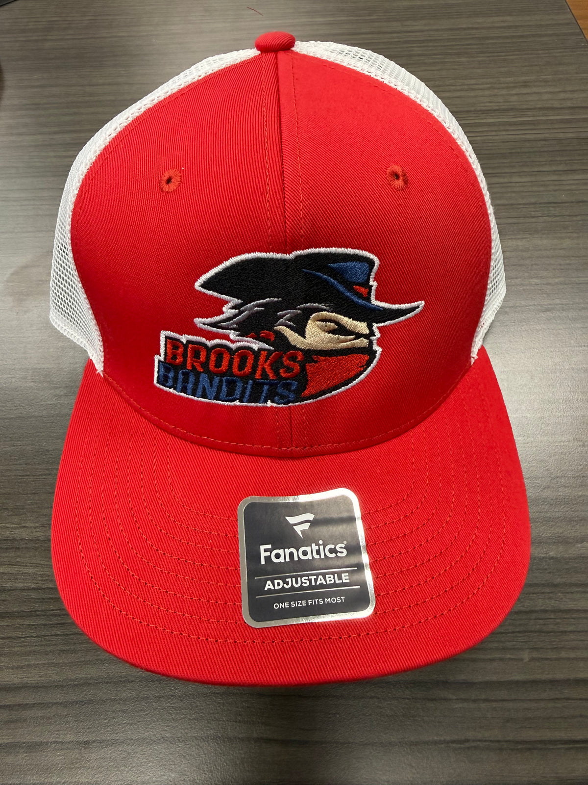 Fanatics Full Logo Red/White Mesh Back Trucker Hat
