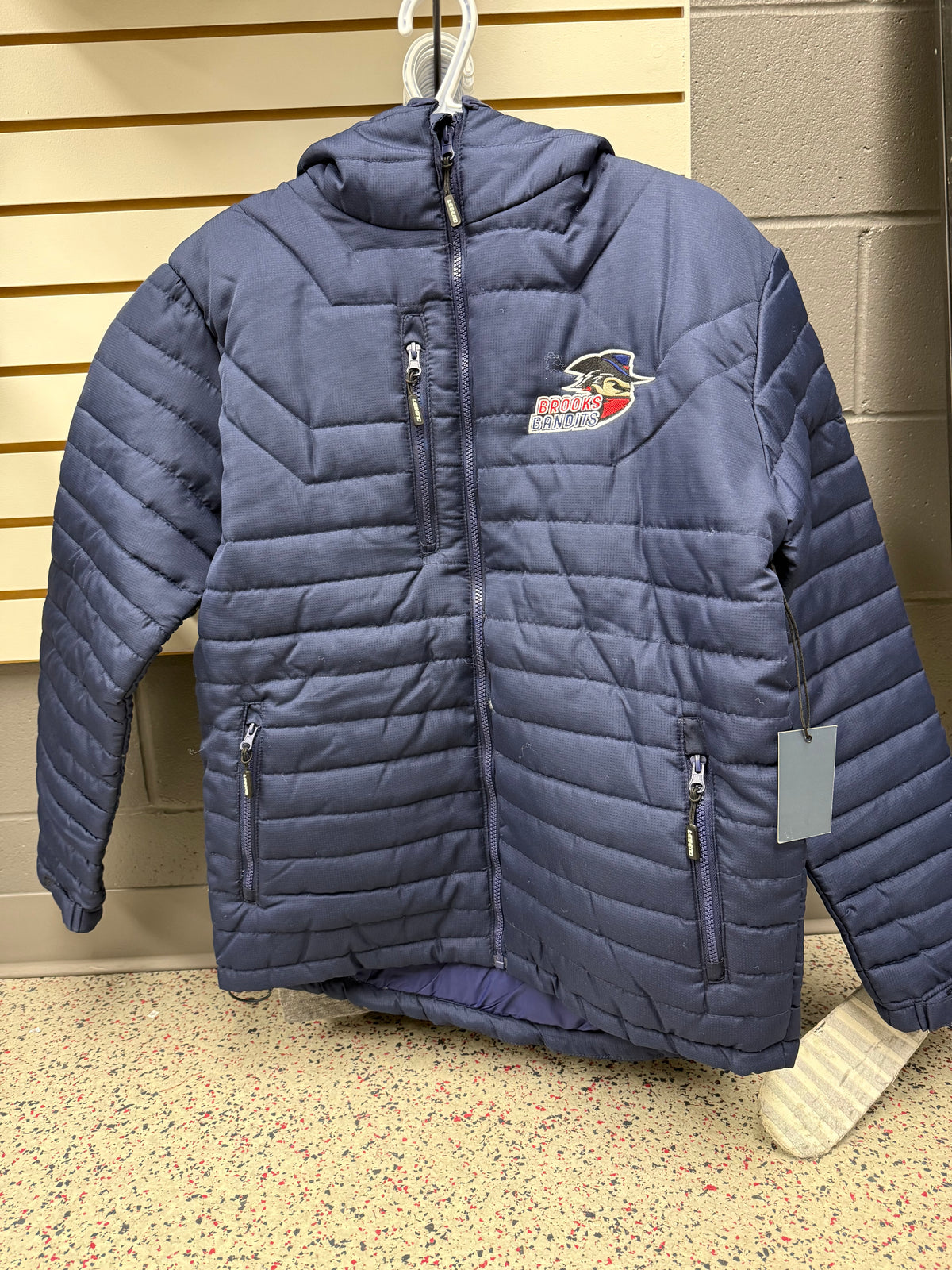 Navy Light Puffer Jacket with Bandits Logo